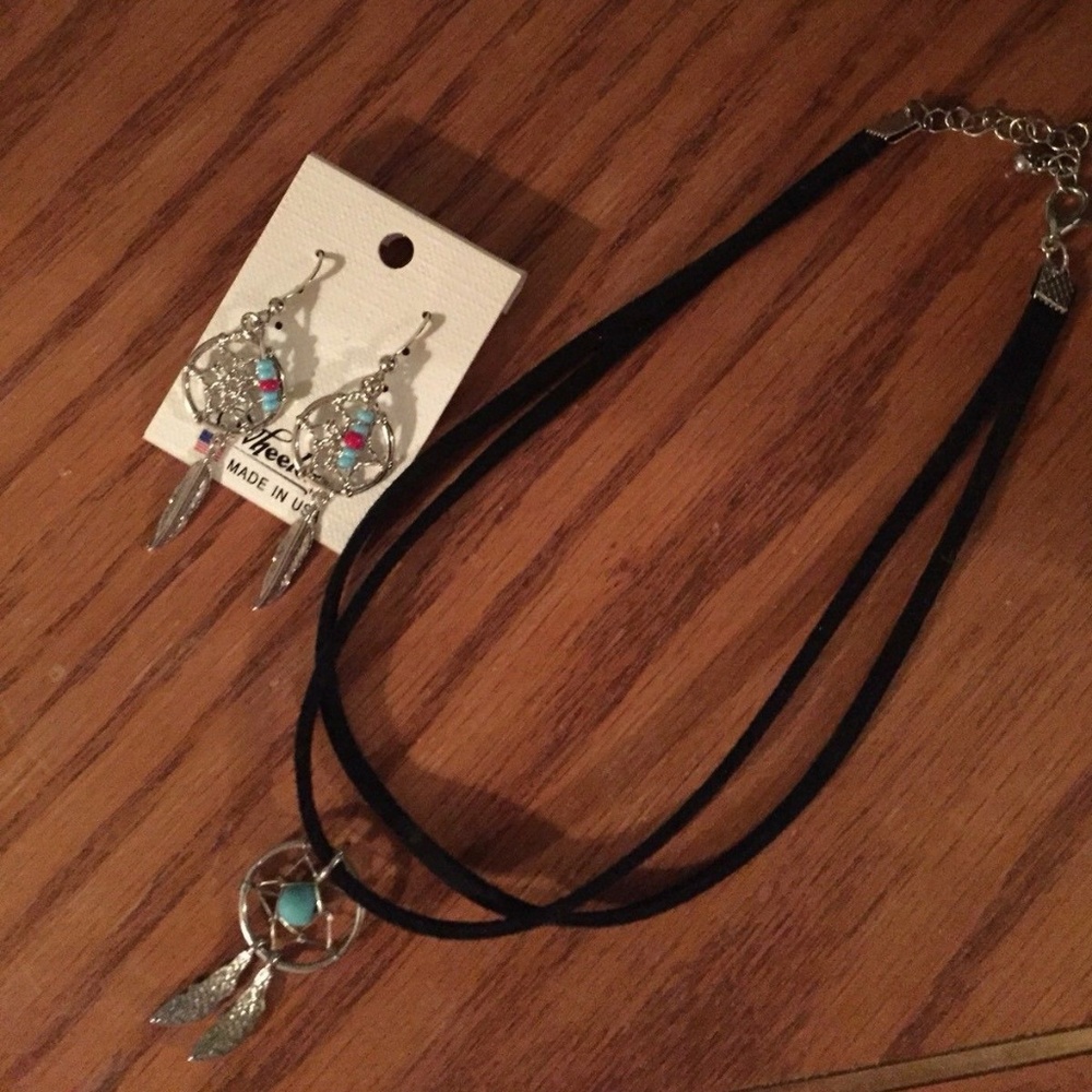 Dreamcatcher Necklace And Earrings/Silver Necklace